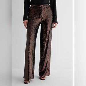 Express Bronze Sequin Wide Leg Pants